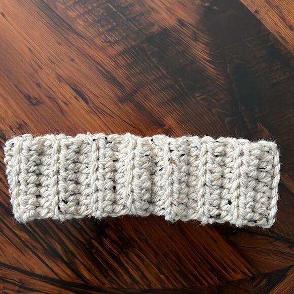 Hand Knit Hat and Matching Headband in Light Grey/Oatmeal O/S - Picture 8 of 8